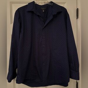 Alfani Dark Blue Geometric Button Down Shirt